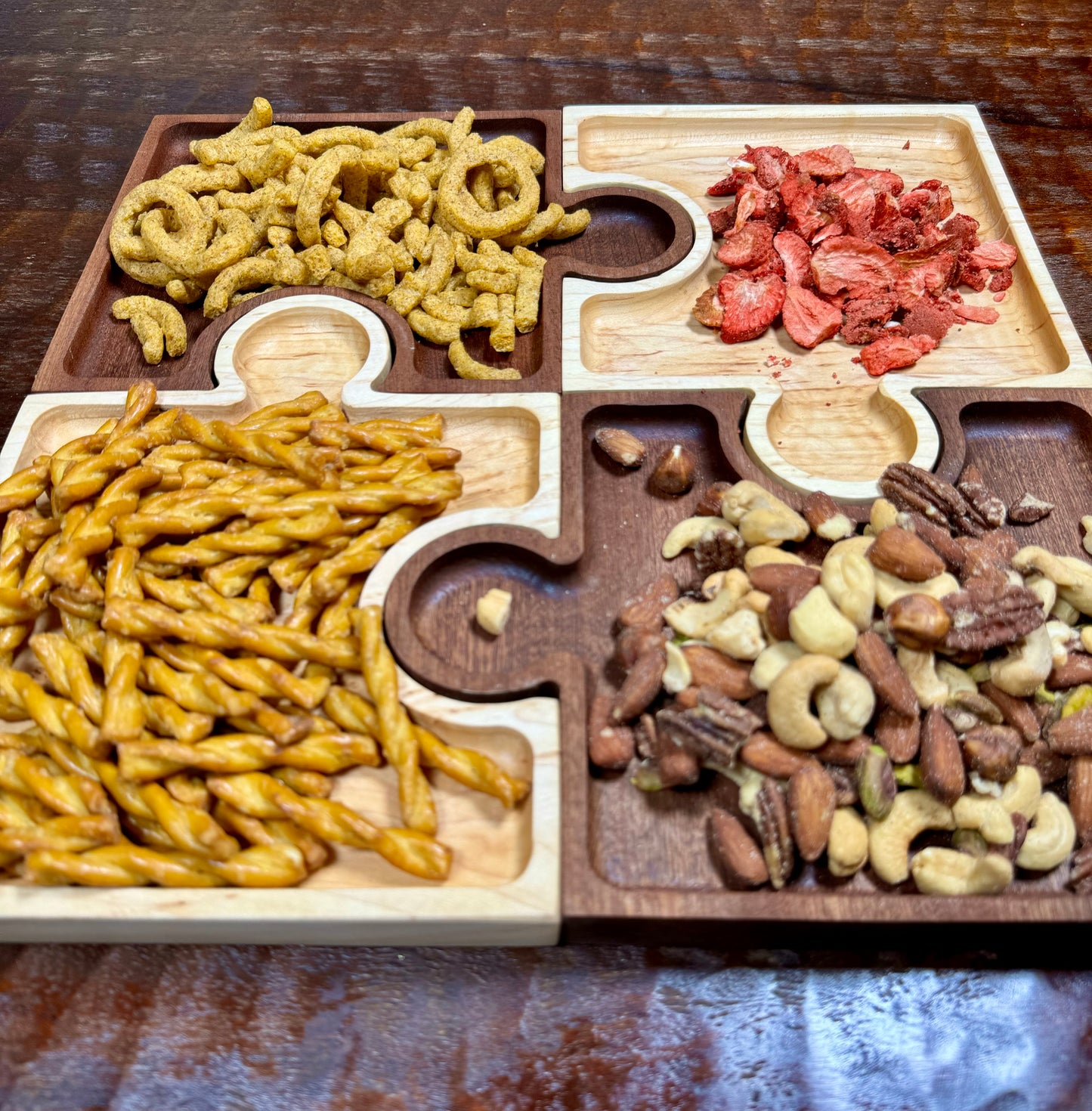 Hand made Charcuterie 4 Piece 14 inch Puzzle Tray